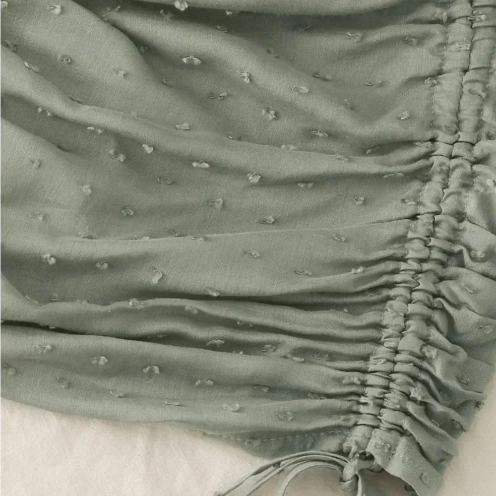 Vylette Drawstring Knot Ruched Crop Top - Picture 5 of 5